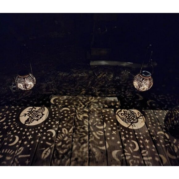 2 pack Solar Lanterns Outdoor Waterproof Garden Decorative Lights Owl Hanging - Picture 2 of 6